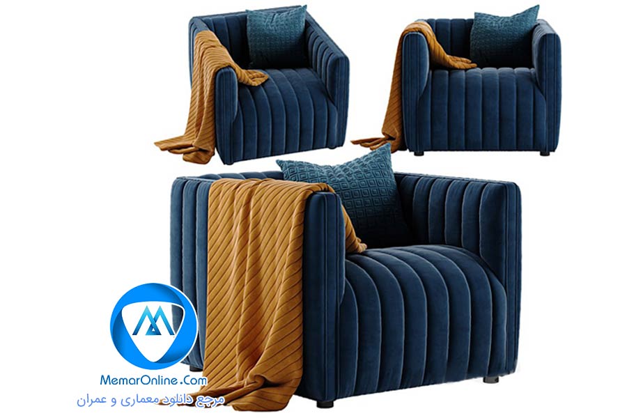 دانلود آبجکت مبل راحتی مدرن تک نفره برای 3dmax